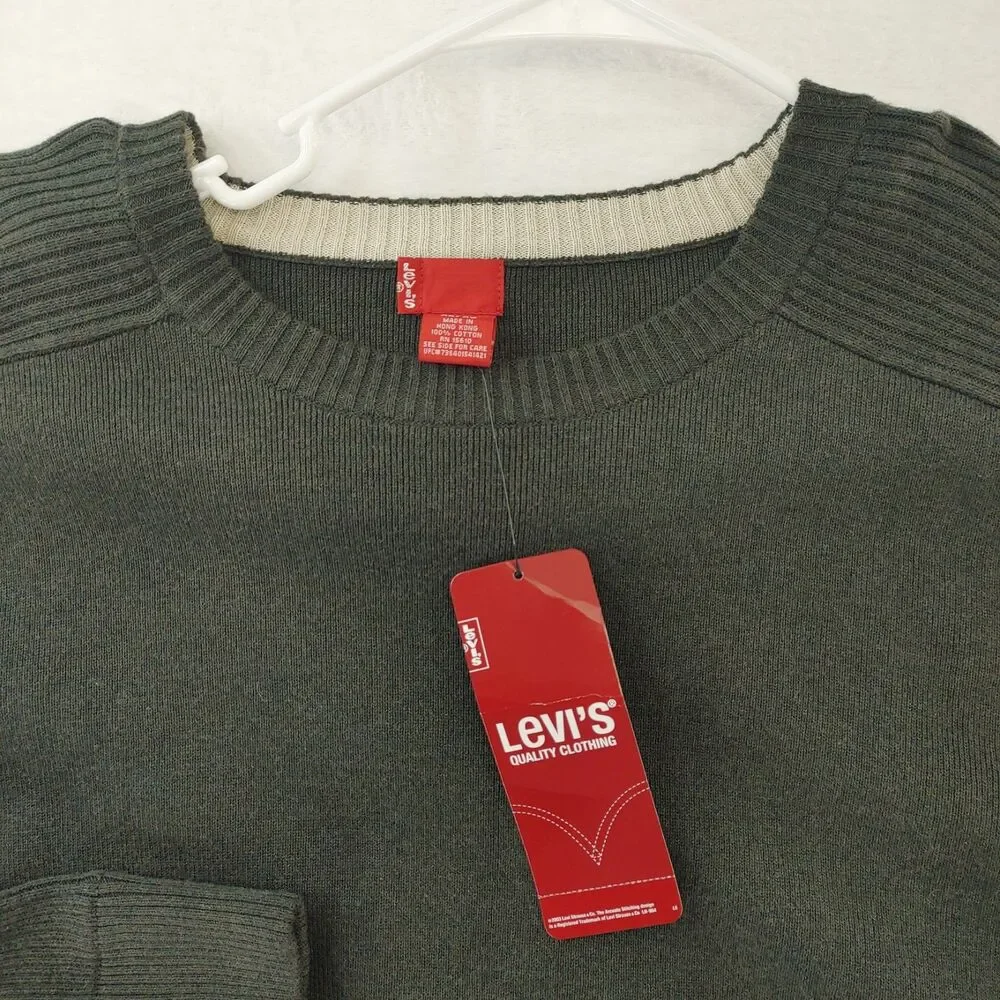 Levi's Men's Sweater Size XL Green Heather Crewneck Pullover 100% Cotton NWT